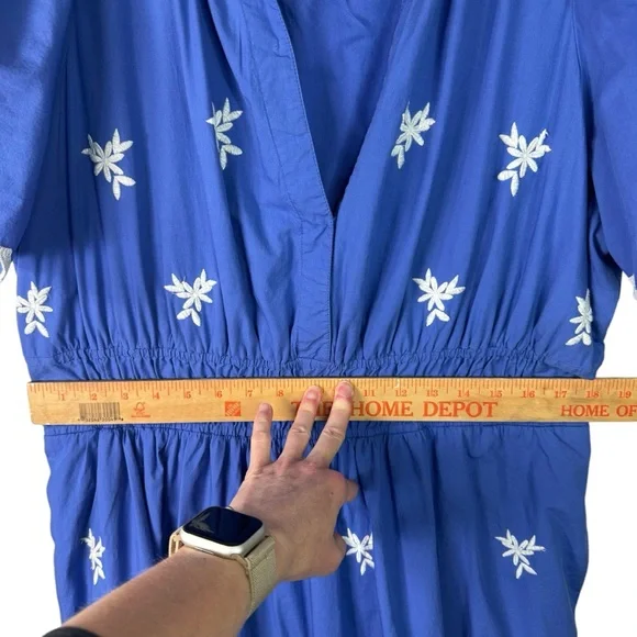 Anthropologie Somerset Embroidered Maxi Tiered Dress Blue White 1X Eyelet - Picture 12 of 15